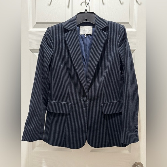 FRAME Fine Variegated One-Button Blazer Jacket 2 - Picture 3 of 9